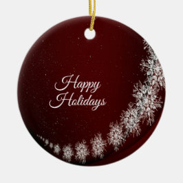 Kerstfeest Crystal Snowflakes Red Rustic Keramisch Ornament