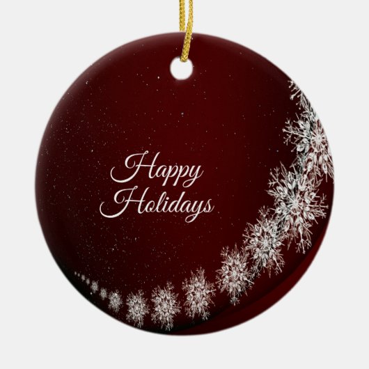 Kerstfeest Crystal Snowflakes Red Rustic Keramisch Ornament (Voorkant)
