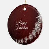 Kerstfeest Crystal Snowflakes Red Rustic Keramisch Ornament (Links)