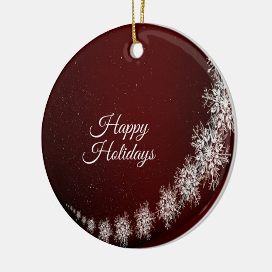 Kerstfeest Crystal Snowflakes Red Rustic Keramisch Ornament (Links)