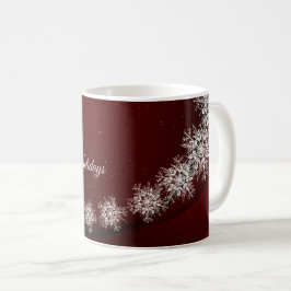 Kerstfeest Crystal Snowflakes Red Rustic Koffiemok