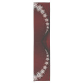 Kerstfeest Crystal Snowflakes Red Rustic Korte Tafelloper (Voorkant)