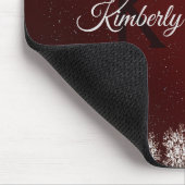 Kerstfeest Crystal Snowflakes Red Rustic Muismat (Hoek)