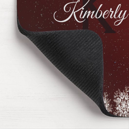 Kerstfeest Crystal Snowflakes Red Rustic Muismat (Hoek)