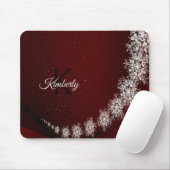 Kerstfeest Crystal Snowflakes Red Rustic Muismat (Met muis)