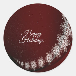 Kerstfeest Crystal Snowflakes Red Rustic Ronde Sticker