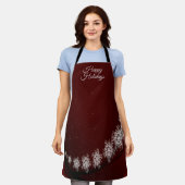 Kerstfeest Crystal Snowflakes Red Rustic Schort (Gedragen)