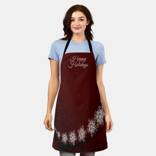 Kerstfeest Crystal Snowflakes Red Rustic Schort (Gedragen)