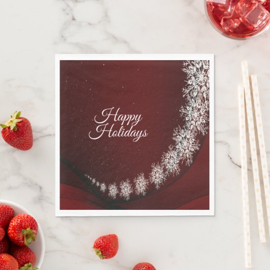 Kerstfeest Crystal Snowflakes Red Rustic Servet (Insitu)