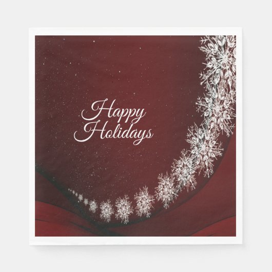 Kerstfeest Crystal Snowflakes Red Rustic Servet (Voorkant)