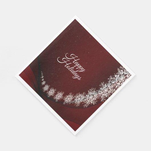Kerstfeest Crystal Snowflakes Red Rustic Servet (Hoek)