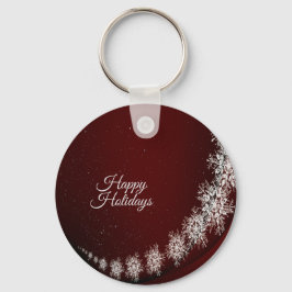 Kerstfeest Crystal Snowflakes Red Rustic Sleutelhanger