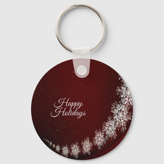 Kerstfeest Crystal Snowflakes Red Rustic Sleutelhanger (Achterkant)