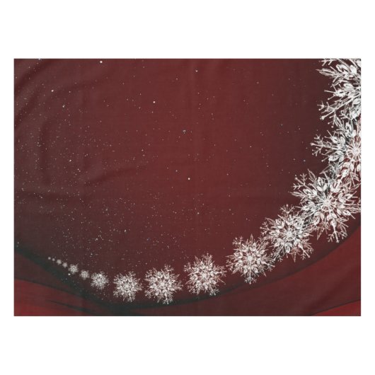 Kerstfeest Crystal Snowflakes Red Rustic Tafelkleed (Voorkant (Horizontaal))