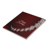 Kerstfeest Crystal Snowflakes Red Rustic Tegeltje (Zijkant)