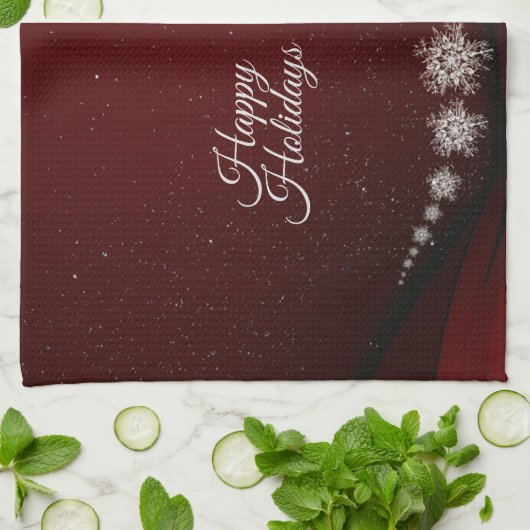 Kerstfeest Crystal Snowflakes Red Rustic Theedoek (Gevouwen)