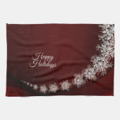 Kerstfeest Crystal Snowflakes Red Rustic Theedoek (Horizontaal)