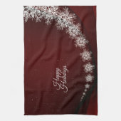 Kerstfeest Crystal Snowflakes Red Rustic Theedoek (Verticaal)