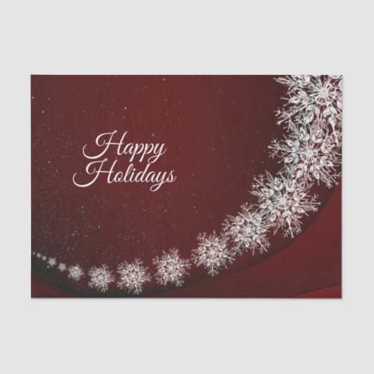 Kerstfeest Crystal Snowflakes Red Rustic Tissuepapier (Voorkant)