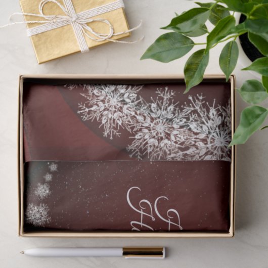Kerstfeest Crystal Snowflakes Red Rustic Tissuepapier (Geschenk)