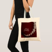 Kerstfeest Crystal Snowflakes Red Rustic Tote Bag (Voorkant (product))