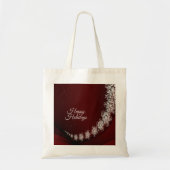 Kerstfeest Crystal Snowflakes Red Rustic Tote Bag (Voorkant)