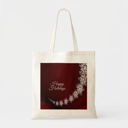 Kerstfeest Crystal Snowflakes Red Rustic Tote Bag (Voorkant)