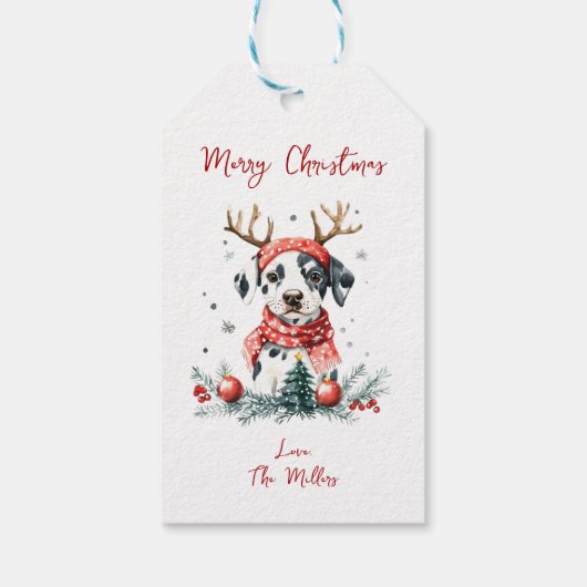 Kerstfeest Dalmatische puppy Cadeaulabel (Achterkant)