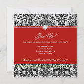 Kerstfeest Damask Red Black White Invite Kaart (Achterkant)