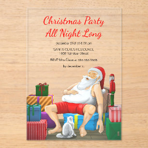 Kerstfeest de hele nacht acryl uitnodigingen