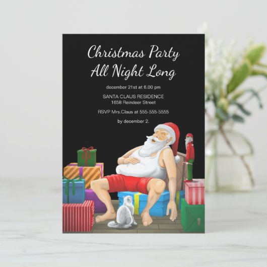 Kerstfeest de hele nacht lang kaart (Staand voorkant)