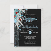 KERSTFEEST Decor Blauw Zilver Zwarte Sneeuwvlokken Kaart (Voorkant)