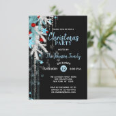 KERSTFEEST Decor Blauw Zilver Zwarte Sneeuwvlokken Kaart (Staand voorkant)