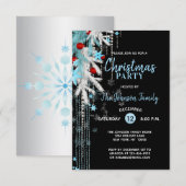 KERSTFEEST Decor Blauw Zilver Zwarte Sneeuwvlokken Kaart (Voorkant / Achterkant)