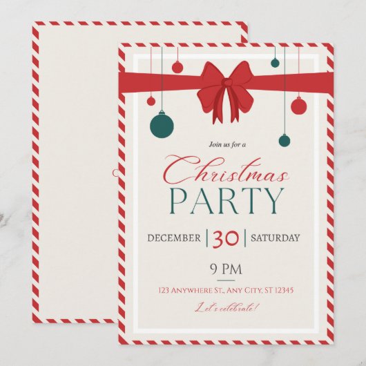 Kerstfeest decoratie aanpasbare uitnodiging (Voorkant / Achterkant)