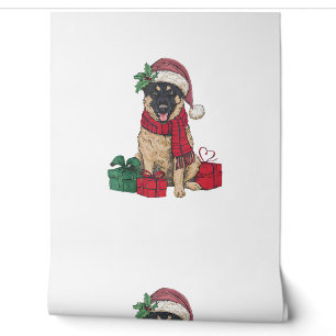 Kerstfeest Decoratie Kerstman Malinois Hond Kerstm Behang