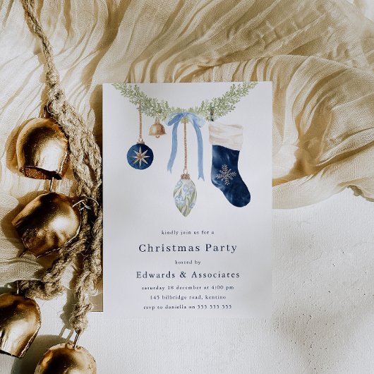 Kerstfeest decoratie & krans modern blauwe kerstfe kaart