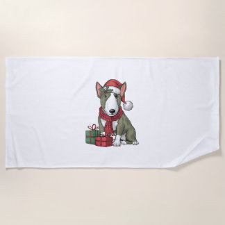 Kerstfeest Decoratie Santa Bull Terrier Hond Chris Strandlaken