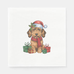 Kerstfeest Decoratie Santa Labradoodle Hond Christ Servet
