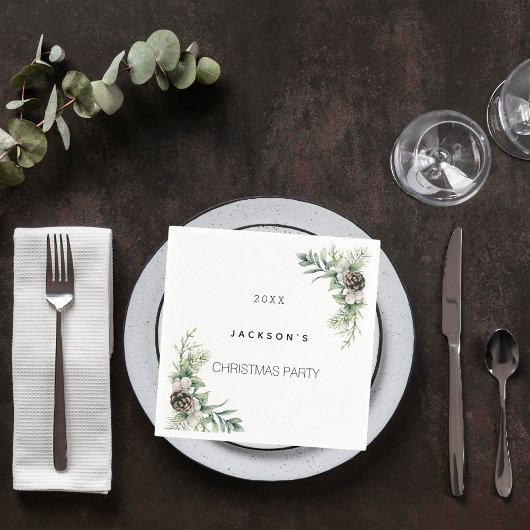 Kerstfeest dennenappels servet