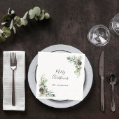 Kerstfeest dennenappels wit groen servet