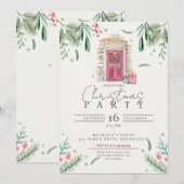 Kerstfeest deur krans uitnodiging (Voorkant / Achterkant)