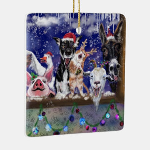 kerstfeest Dierenfeest Kerst Merry Kerstmis Keramisch Ornament
