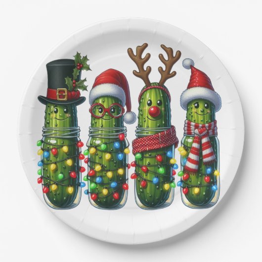 Kerstfeest Dill Pickles Papieren Borden Papieren Bordje (Voorkant)