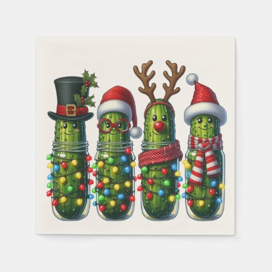Kerstfeest Dill Pickles Papieren servetten (Voorkant)