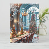 Kerstfeest Diner Blauwe rode boom Kaart (Staand voorkant)