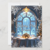 Kerstfeest Diner Blauwe sneeuwvlokboom Kaart (Voorkant)