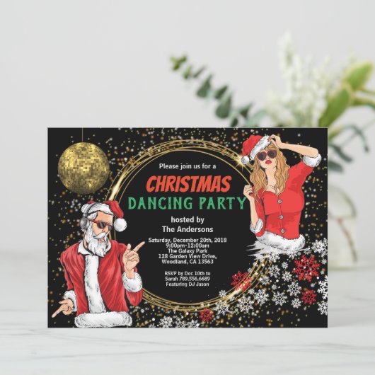 Kerstfeest DJ disco danst vuile kerstkerstfeest Kaart (Staand voorkant)