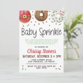 Kerstfeest Donut Baby Sprinkle Shower Uitnodiging (Staand voorkant)