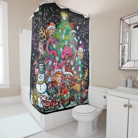 kerstfeest douchegordijn (In situ)